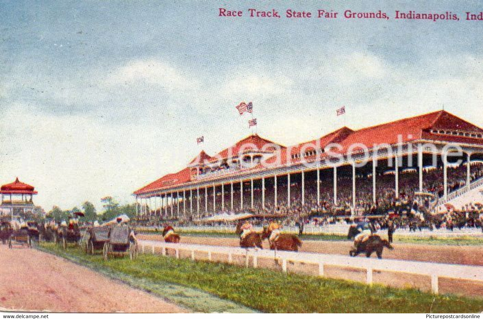 RACE TRACK STATE FAIR GROUNDS INDIANAPOLIS OLD COLOUR POSTCARD INDIANA USA AMERICA - Indianapolis