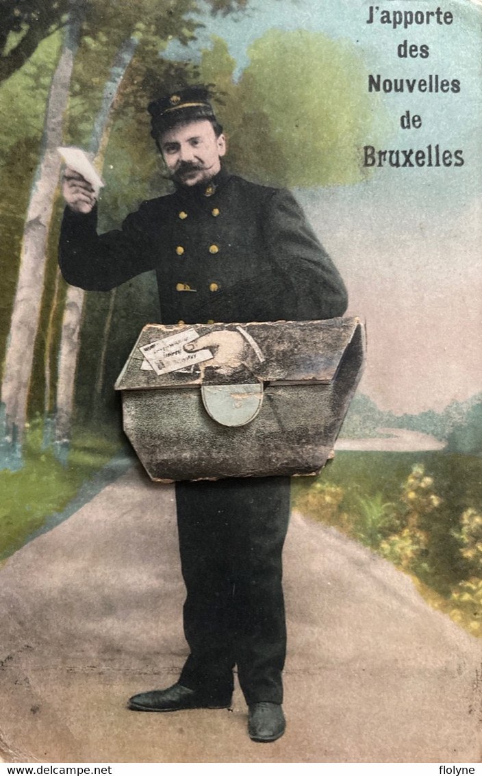 Bruxelles - Carte à Système Complète - J’apporte Des Nouvelles De La Ville - Souvenir - Métier Facteur Poste Ptt - Petits Métiers