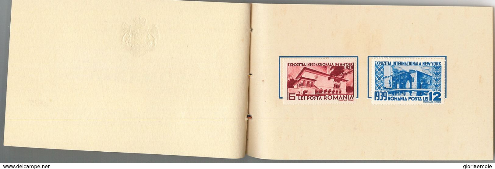50895  - ROMANIA - STAMPS: Official Folder 1939 Scott # 489/490 -  NY WORLD FAIR - Postzegelboekjes