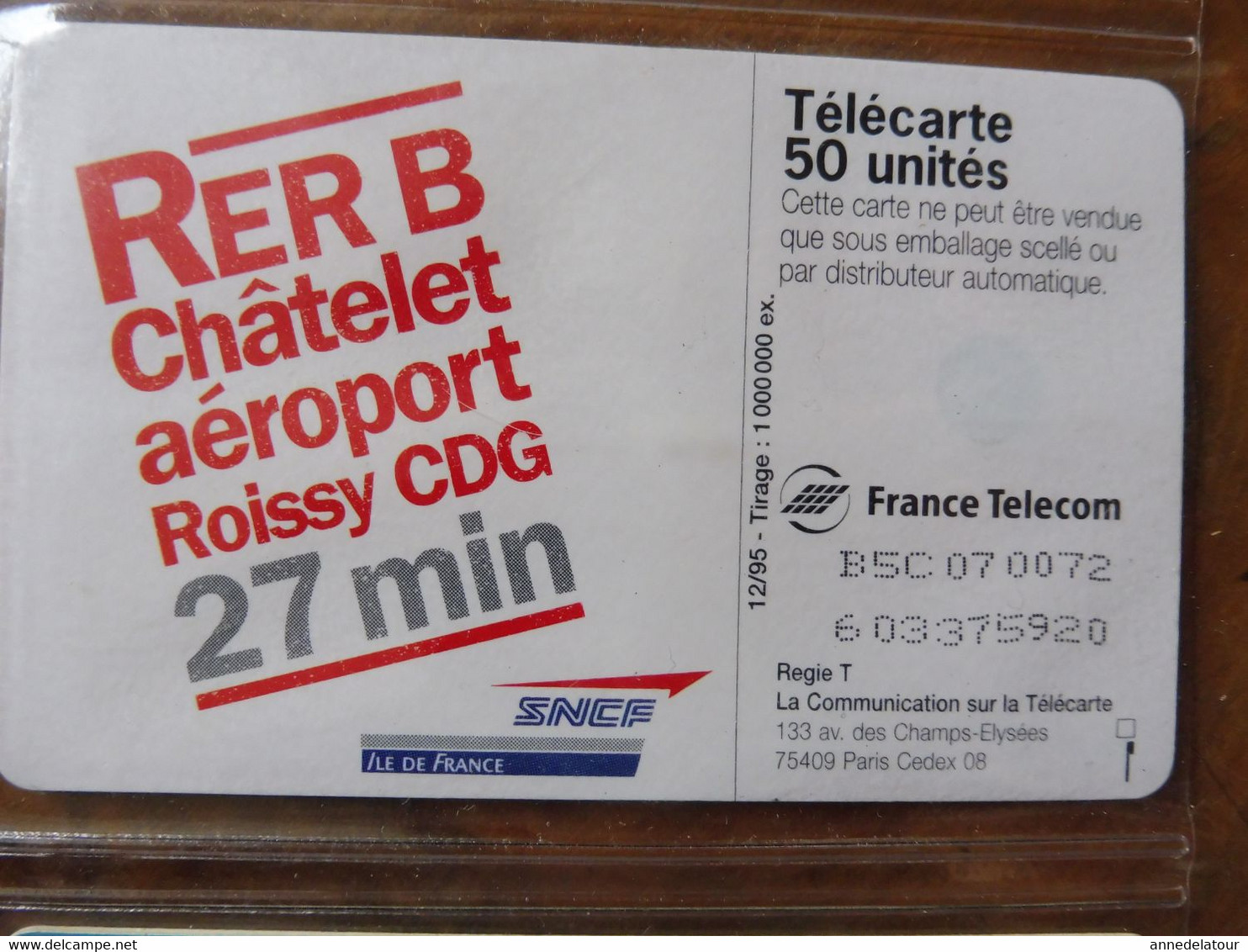 8 télécartes (cartes téléphoniques)  FRANCE TELECOM  avec publicité pour la SNCF  (TGV, RER )