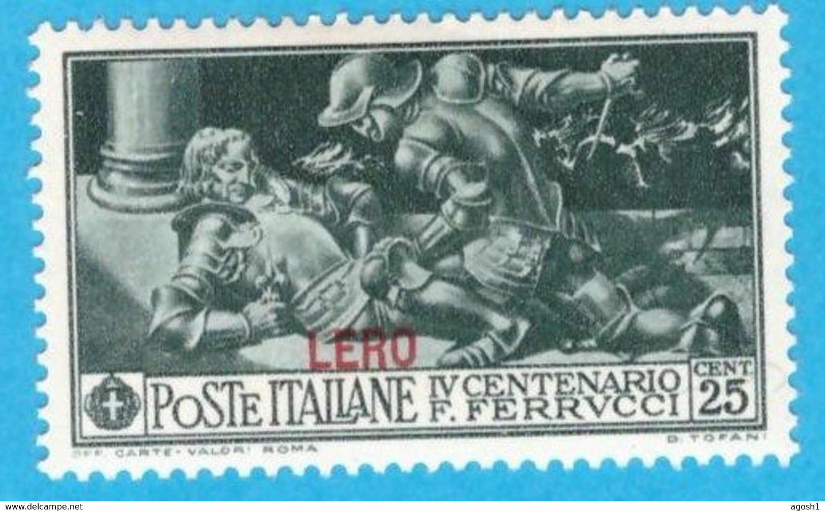 EGLE006 EGEO LERO 1930 FERRUCCI FBL D'ITALIA SOPRASTAMPATI LERO CENT 25 SASSONE NR 13 NUOVO MLH * - Egée (Lero)