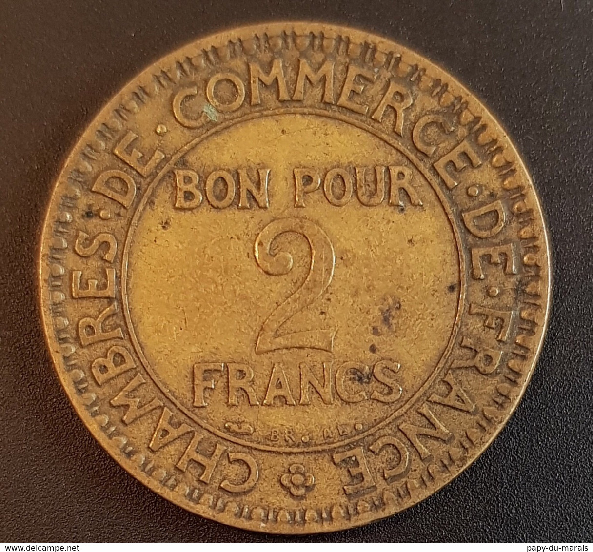 Pièce Fautée (?) 2 Francs 1925 France - Percée Au Centre+ Manque D De Domard - Varietà E Curiosità