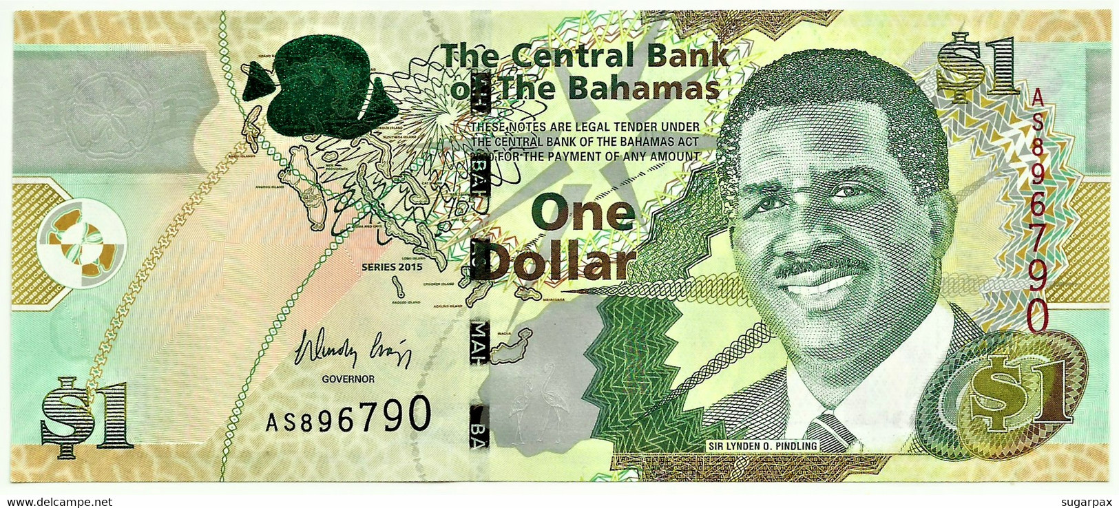 Bahamas - 1 Dollar - 2015 - Pick: 71A - Unc. - Serie AS - Sir Lynden O. Pindling - Bahamas