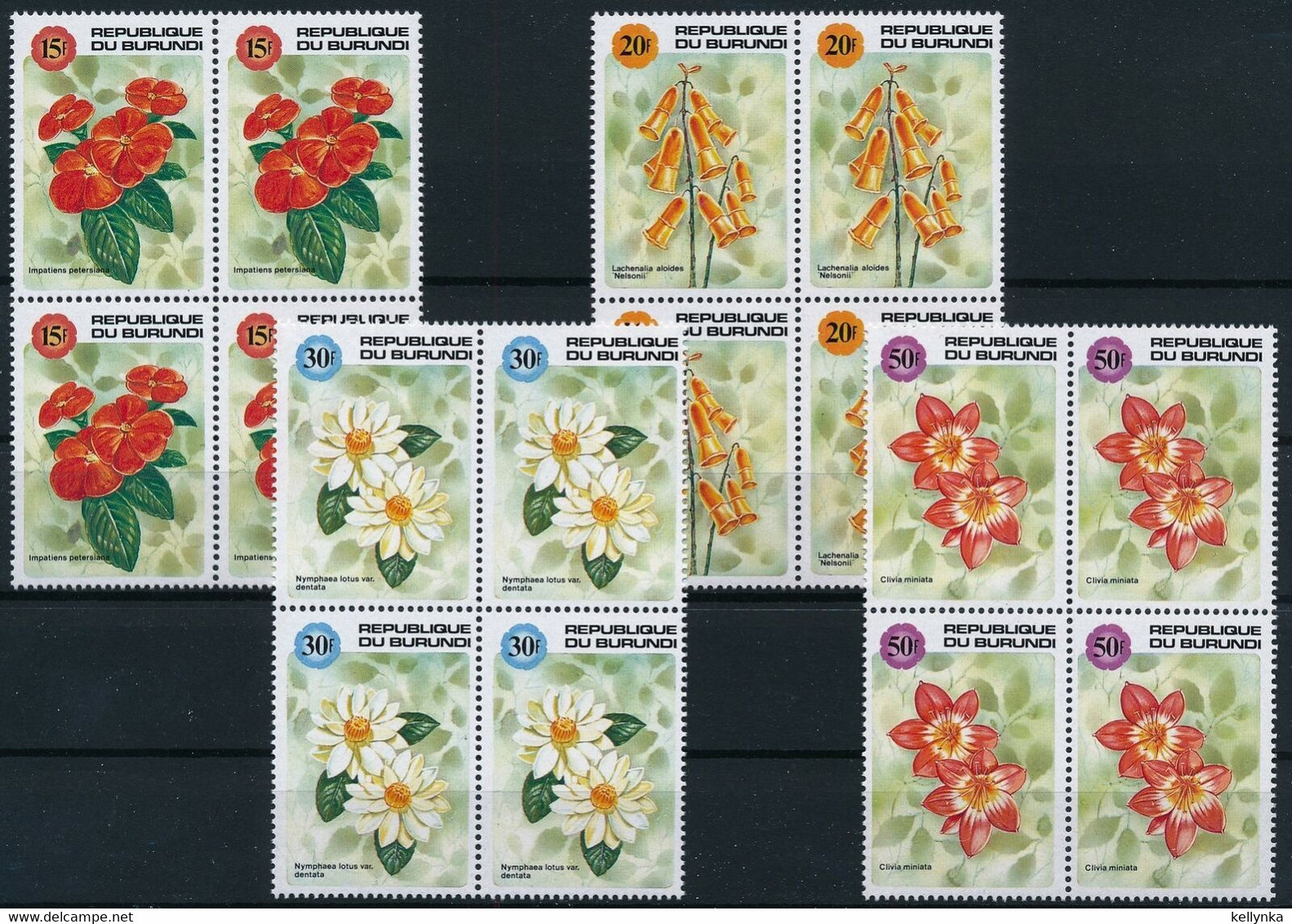 Burundi - 982/985 - Blocs De 4 - Fleurs - 1992 - MNH - Ongebruikt