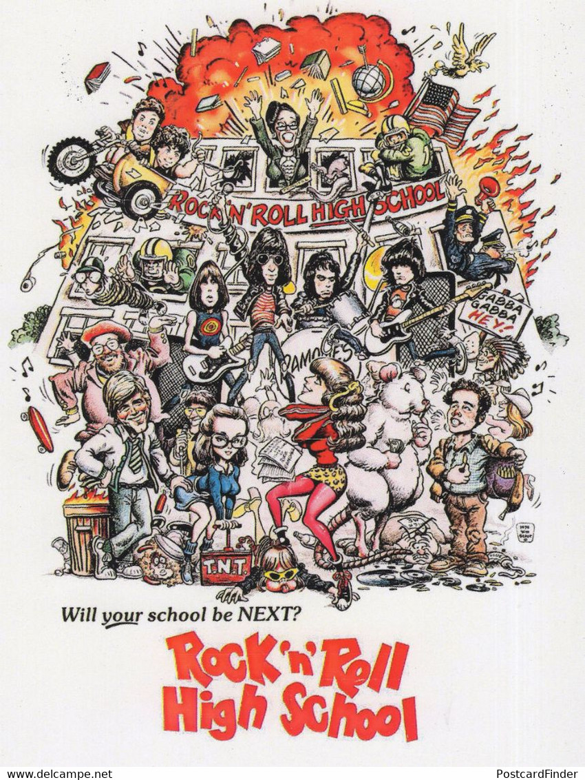 Ramones Rock N Roll High School Punk Rock Poster Postcard - Musik Und Musikanten