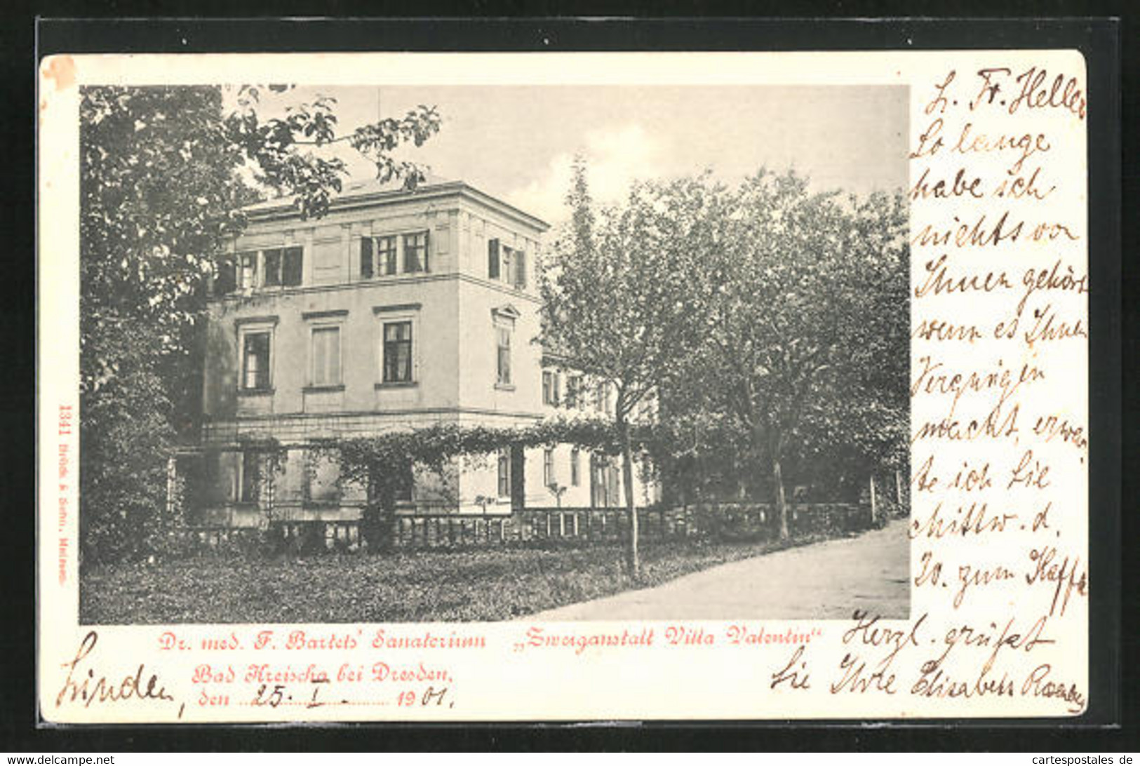 AK Bad Kreischa, Dr. Bartels Sanatorium, Zweiganstalt Villa Valentin - Kreischa