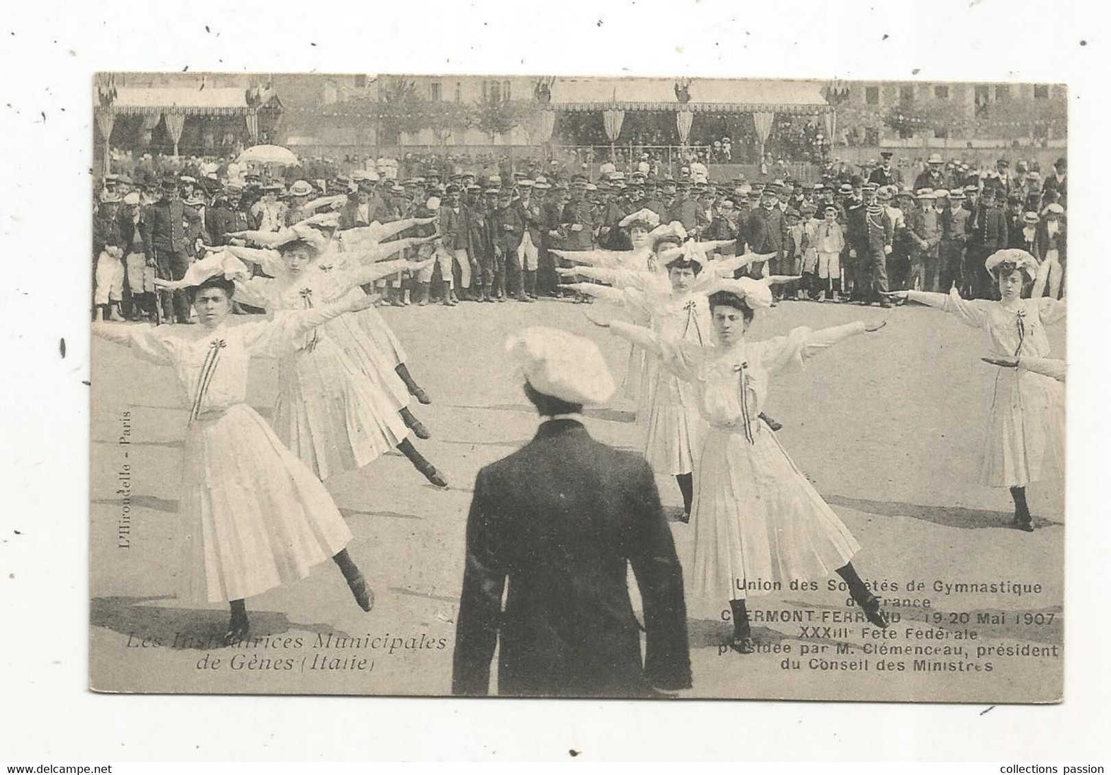 Cp , Sports , Union Des Sociétés De GYMNASTIQUE De France , CLERMONT FERRAND , 1907 , Les Institutrices  De Gênes - Gymnastique