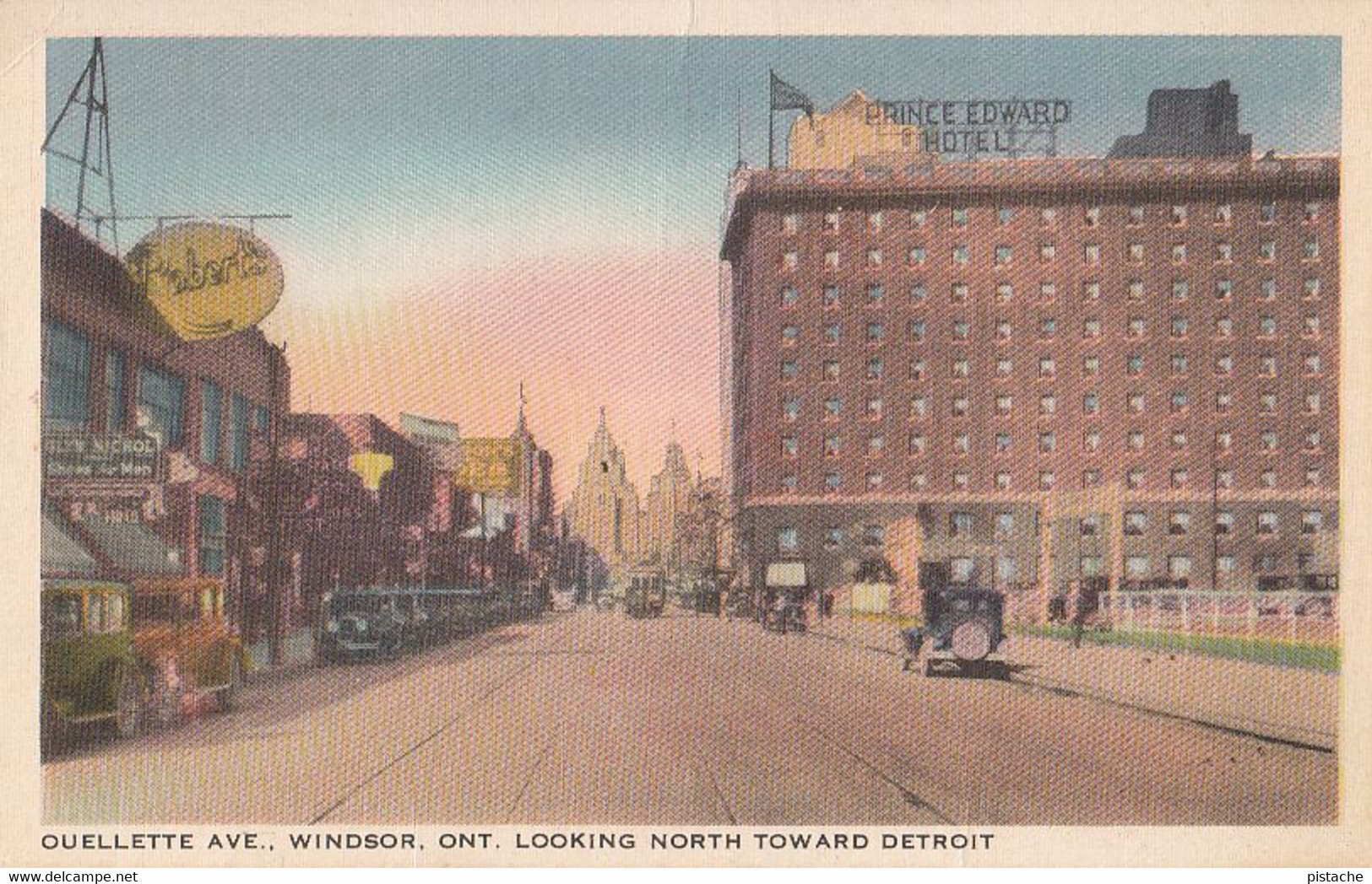 529 – Vintage 1920-30 – Windsor Ontario Canada – Ouellette Avenue Street – Cars – Prince Edward Hotel – VG Condition - Windsor