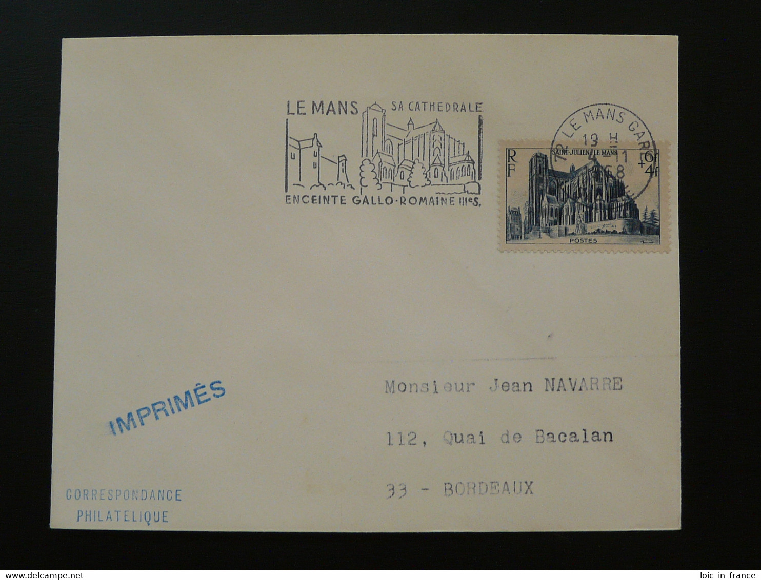 Flamme Concordante Cathédrale Du Mans 72 Sarthe 1968 - Mechanical Postmarks (Advertisement)