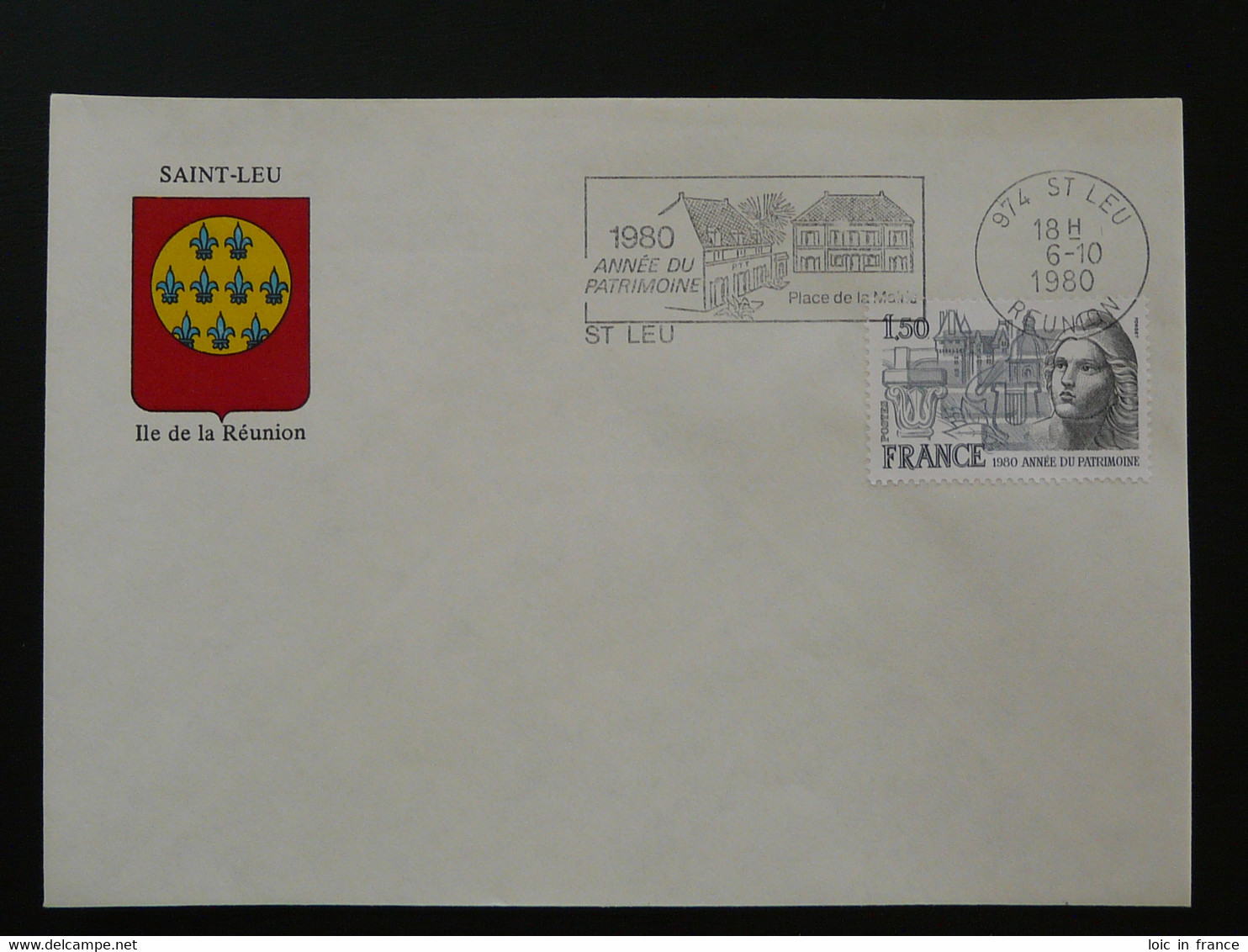 Flamme Concordante Année Du Patrimoine Saint-Leu 974 Réunion 1980 - Mechanical Postmarks (Advertisement)