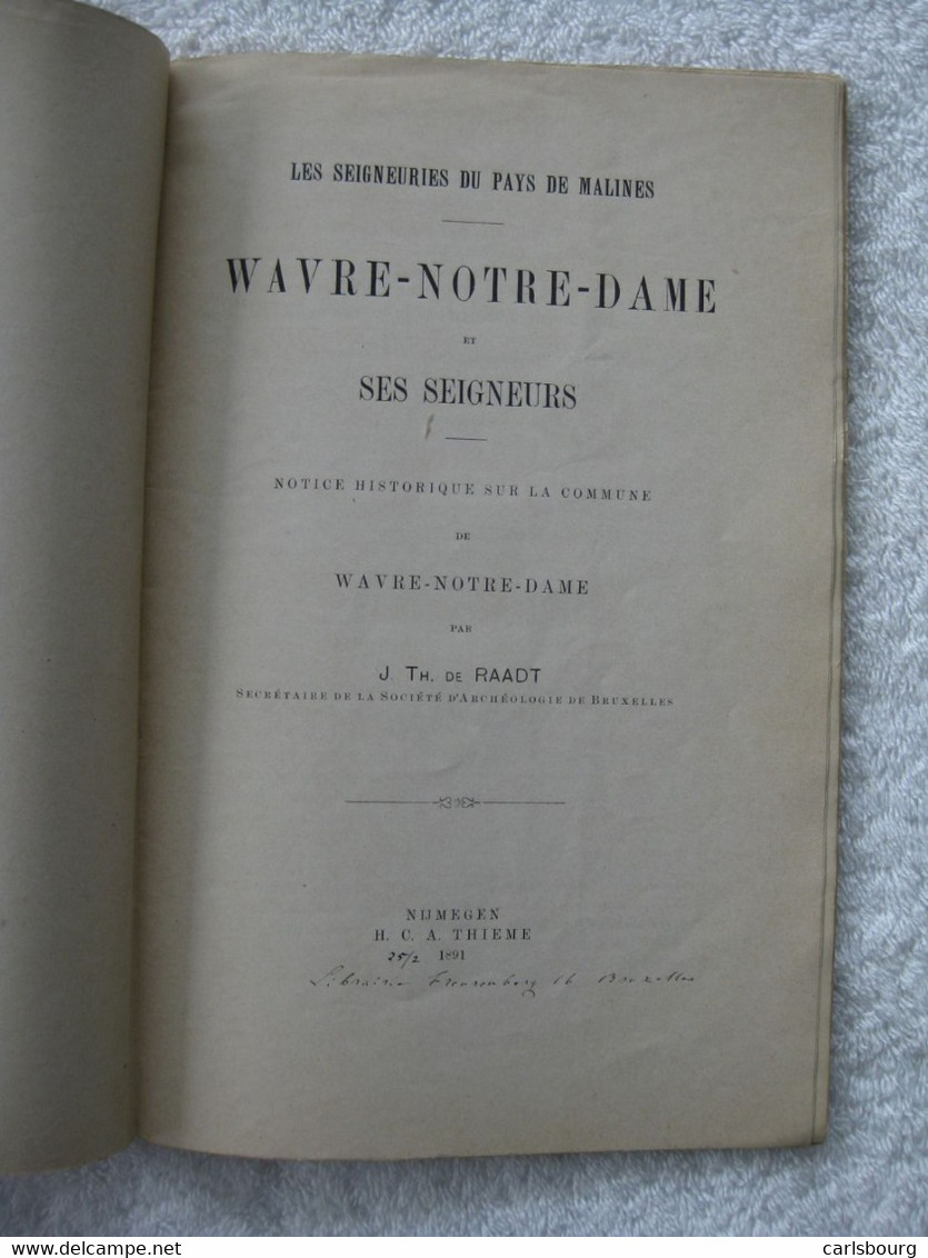 Wavre-Notre-Dame – Jean Théodore De Raadt - EO 1891 – Rare - Belgique