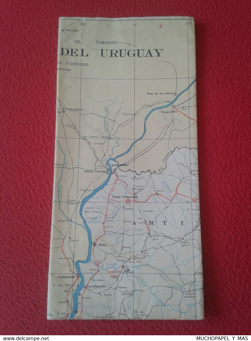 MAPA PLEGADO MAP CARTE DE LA REPUBLICA ORIENTAL DEL URUGUAY ESCALA 1.500.000 VER FOTOS Y DESCRIPCIÓN, PAÍS DE SUDAMÉRICA - Mondo