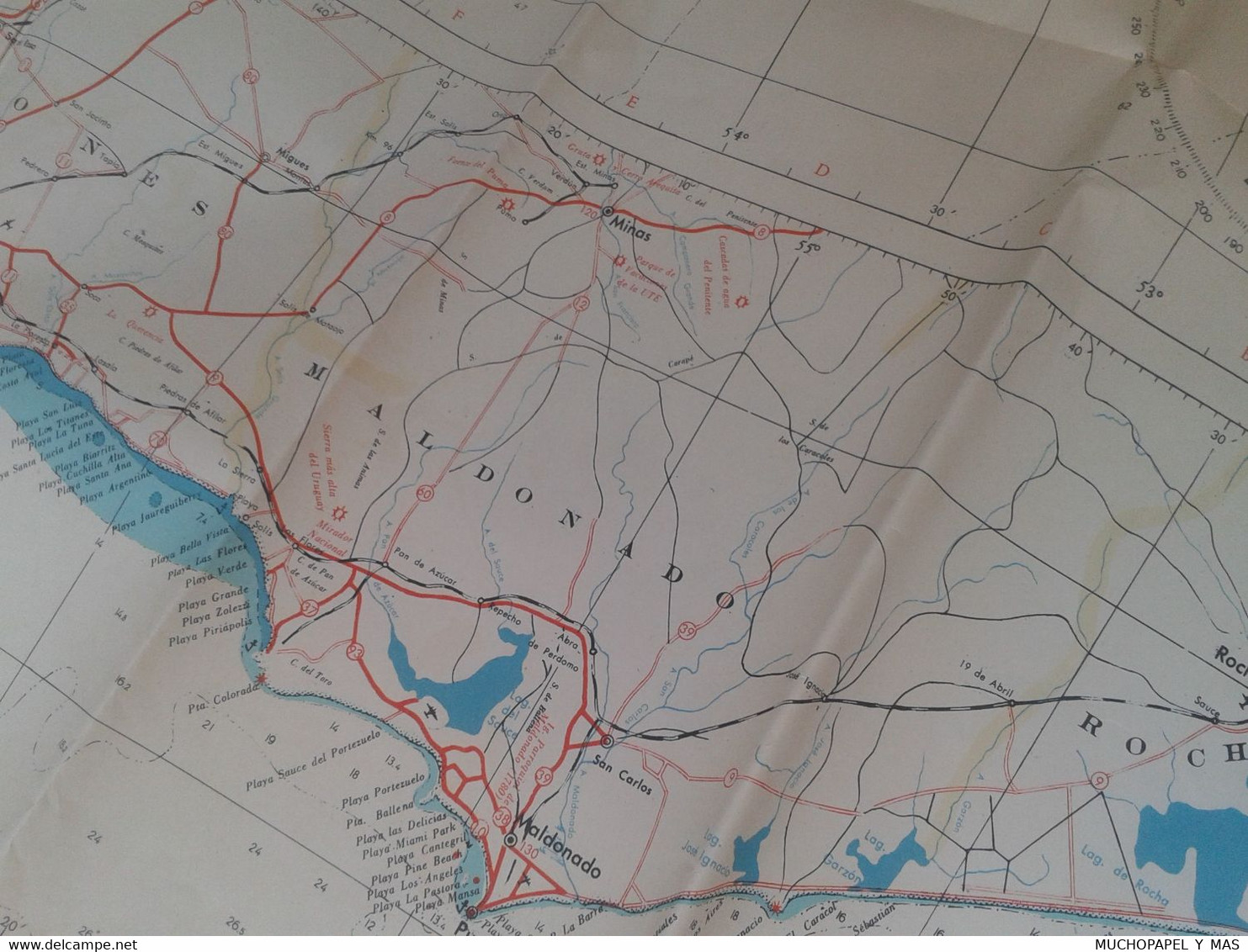 MAPA PLEGADO MAP CARTE DE LA REPUBLICA ORIENTAL DEL URUGUAY ESCALA 1.500.000 VER FOTOS Y DESCRIPCIÓN, PAÍS DE SUDAMÉRICA