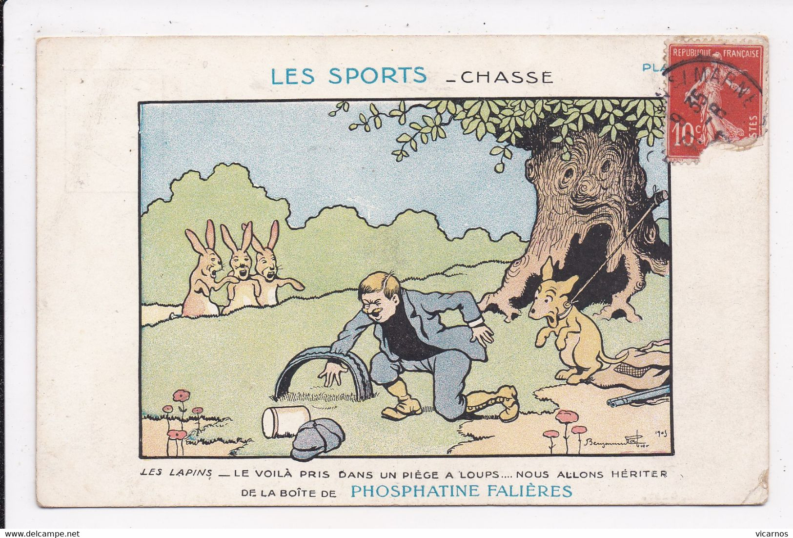 CP ILLUSTRATEUR RABIER Les Sports Chasse Publicité Phosphatine - Rabier, B.