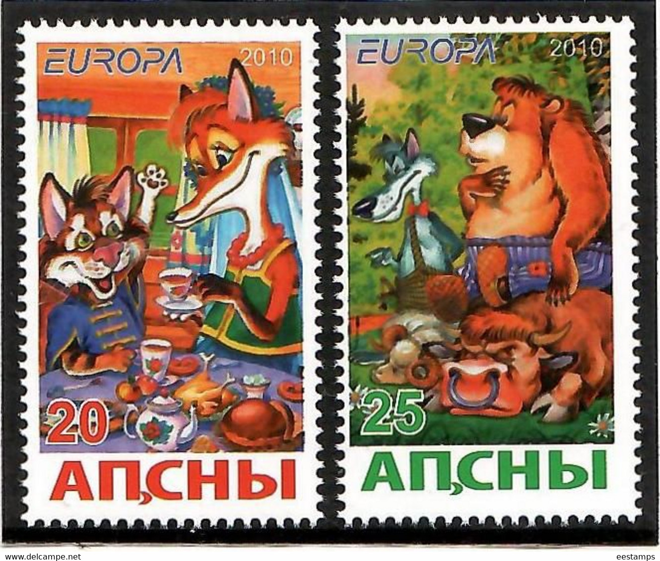 Abkhazia . EUROPA CEPT 2010.( Fairy Tales ,animals Bear ) . 2v:20,25 - 2010