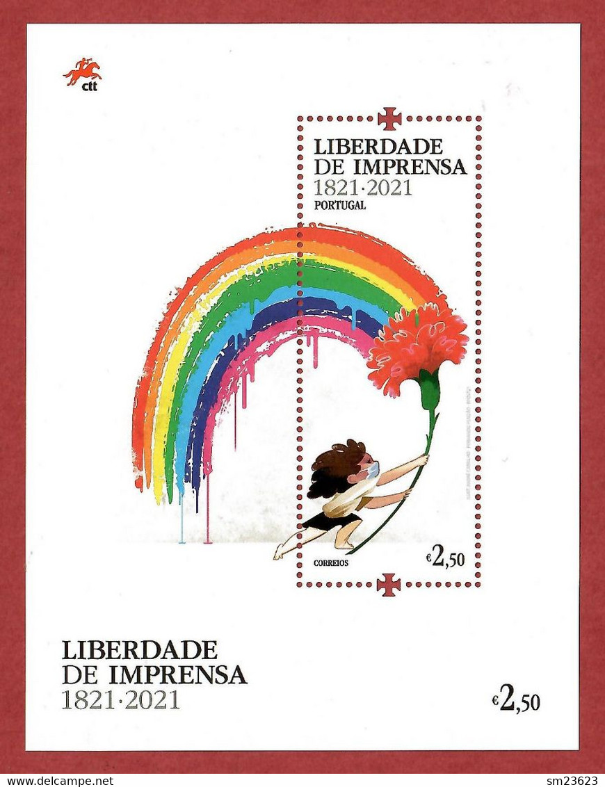 Portugal 12.07.2021 , Liberdade De Imprensa 1821/2021 - Sheet - Postfrisch / MNH / (**) - Unused Stamps