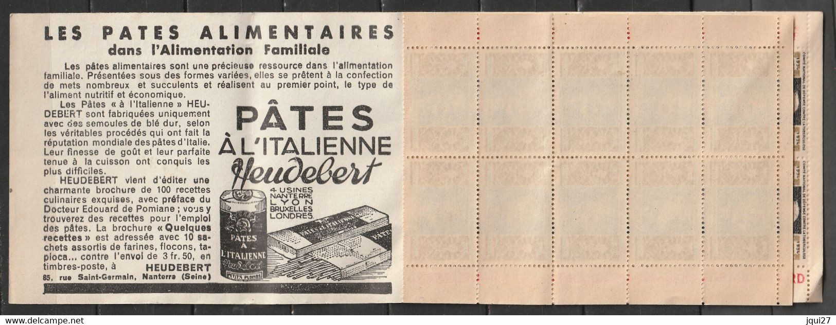 Carnet Timbres Antituberculeux 1934 Portrait De Calmette, Bandelettes Publicitaires Suchard Et Nestlé - Tuberkulose-Serien