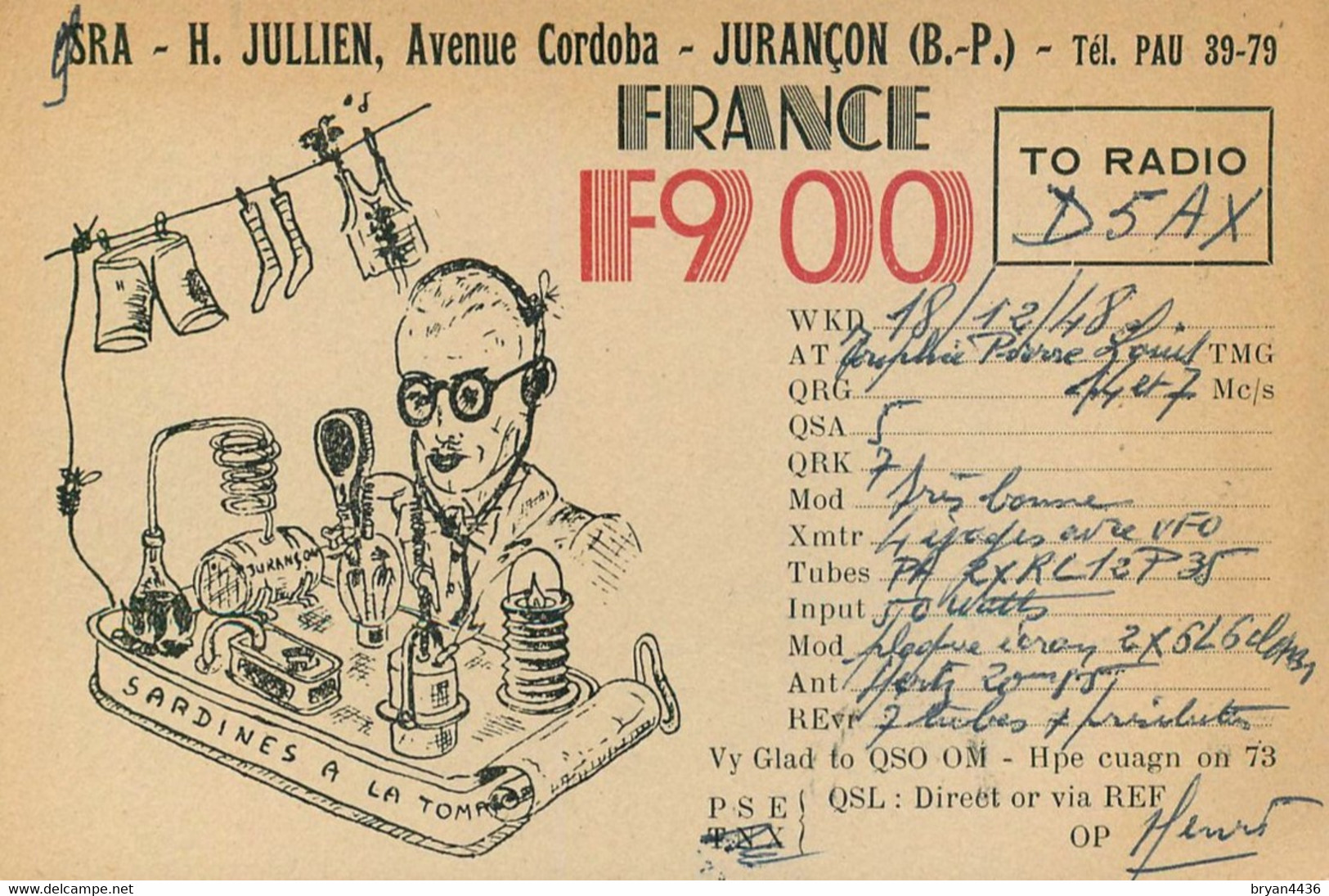 64 - JURANC - CPA - ILLUSTRATEUR LOCAL; H. JULIEN - RADIO AMATEUR - 1948 - TRES BON ETAT - Jurancon