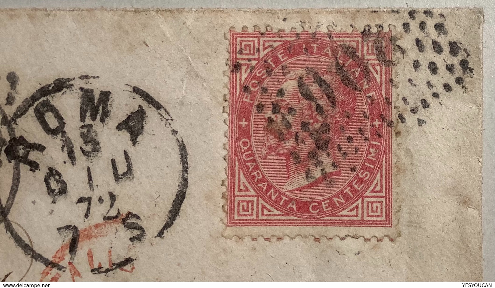 ROMA 1872 Cover RARE With GC 2448 MONTELIMAR France Alongside (Regno D’ Italia 1863 Lettera Italy Drome 25 Lettre Italie - Marcophilie