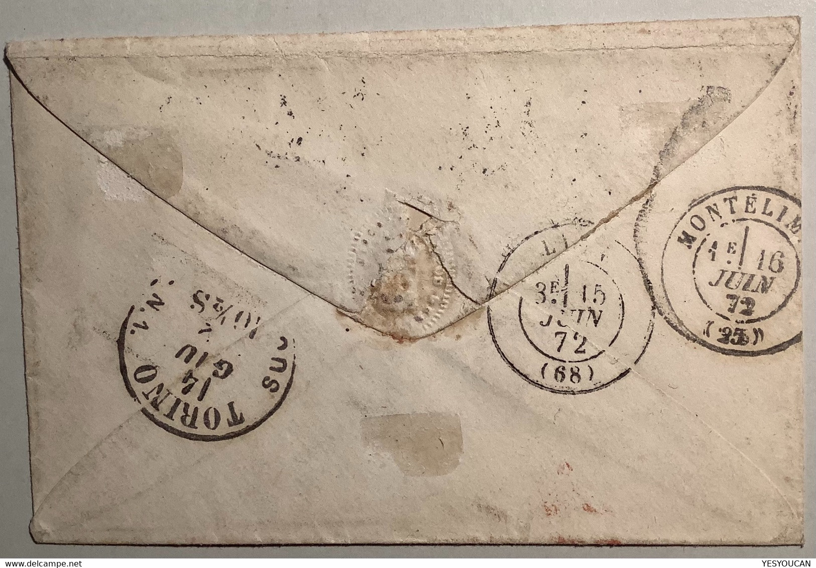 ROMA 1872 Cover RARE With GC 2448 MONTELIMAR France Alongside (Regno D’ Italia 1863 Lettera Italy Drome 25 Lettre Italie - Marcophilie