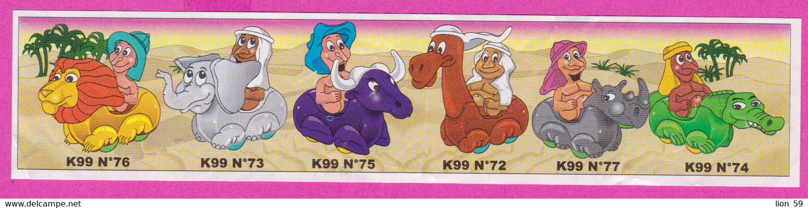 264641 / Instruction Kinder Surprise - K99n.76 Lion , Elephant, Buffalo, Camel, Rhino, Crocodile 14.0 X 3.0 Cm. - Istruzioni