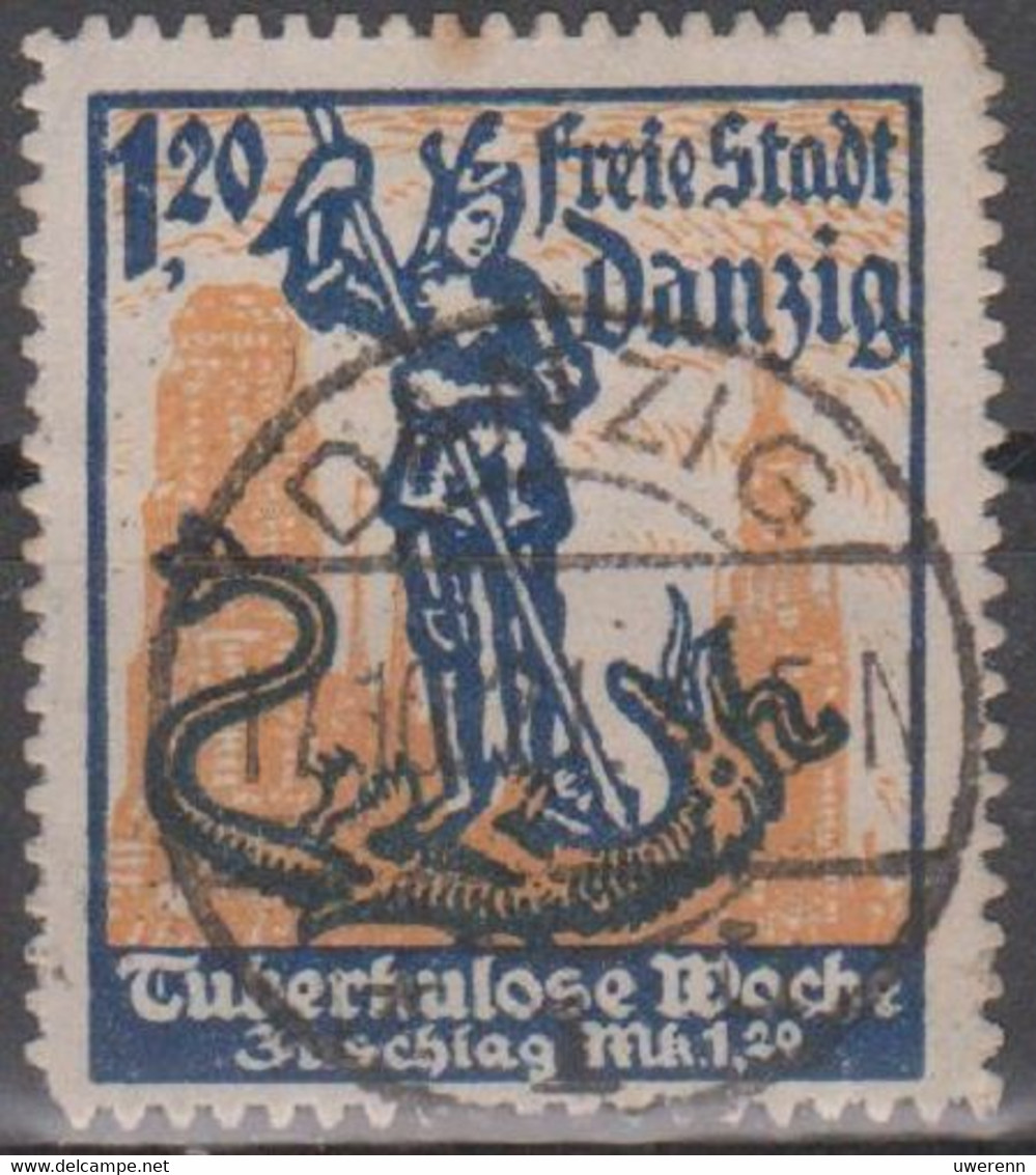 Danzig 1921. Tuberkulose-Woche, Hl. Georg Tötet Den Drachen, Mi 92 Gestempelt - Other & Unclassified