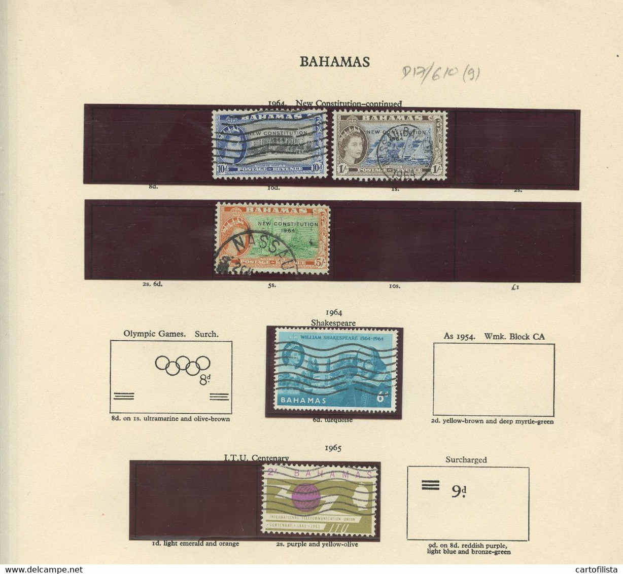 Used Stamps, Lot, BAHAMAS, Miscellaneous from 1937 to 1967  (Lot 610) - 9 scans