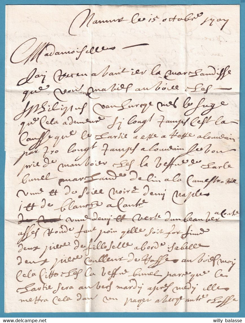 L 15.10.1707 Man "denamur" + "3" Pour Anvers - 1621-1713 (Spanish Netherlands)