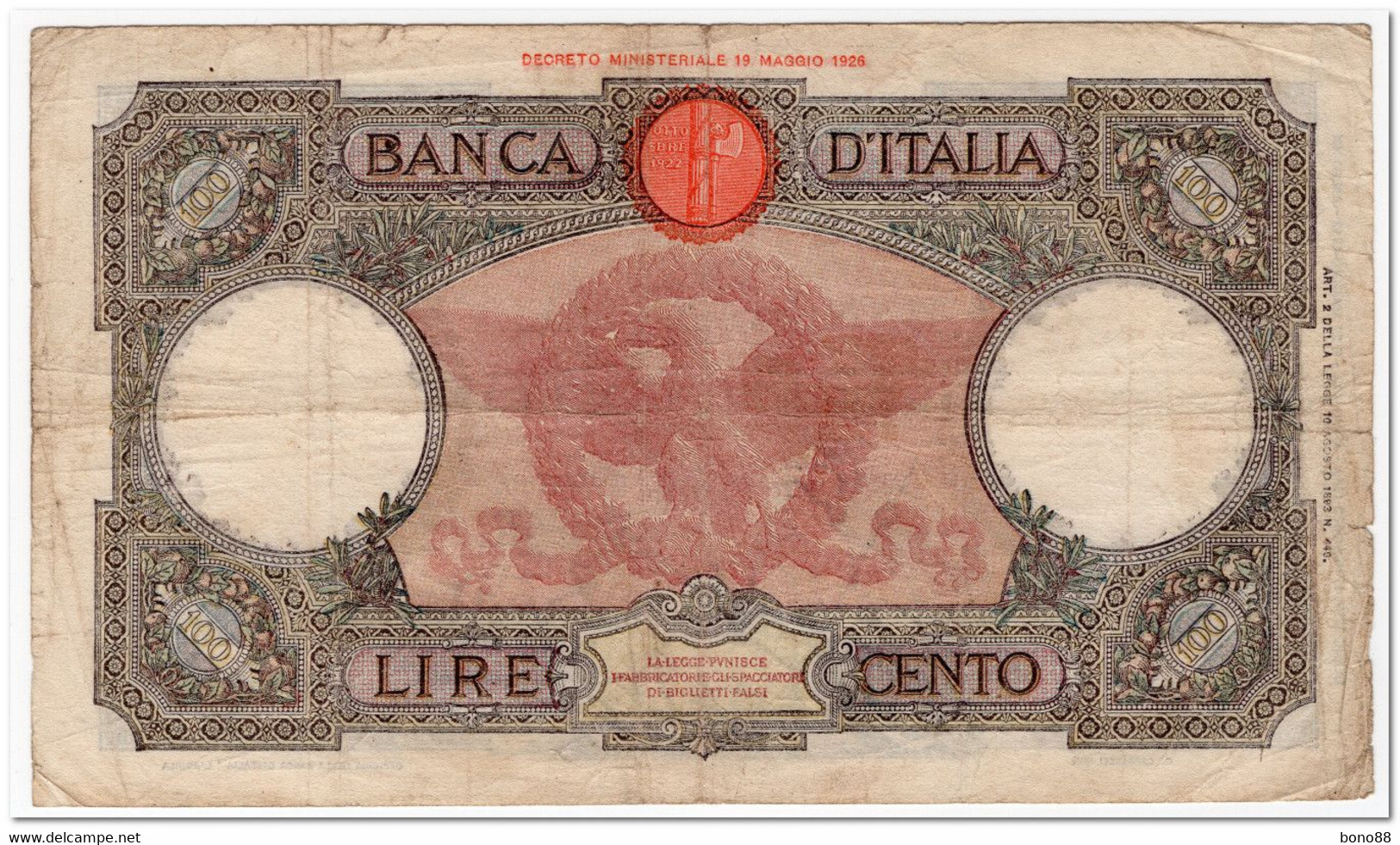 ITALY,100 LIRE,1943,P.60,CIRCULATED - 100 Lire