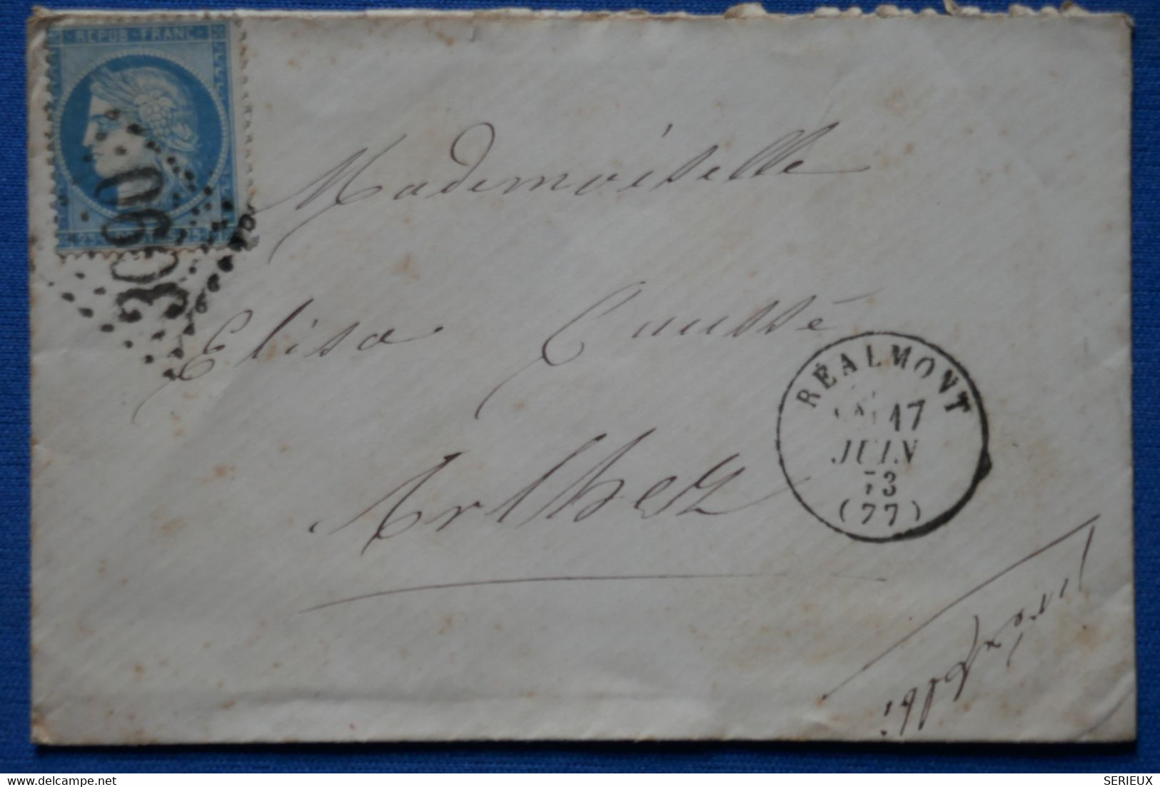 D2 FRANCE BELLE LETTRE 1873 REALMONT POUR ERLBETZ   + AFFRANCH. INTERESSANT - 1871-1875 Ceres