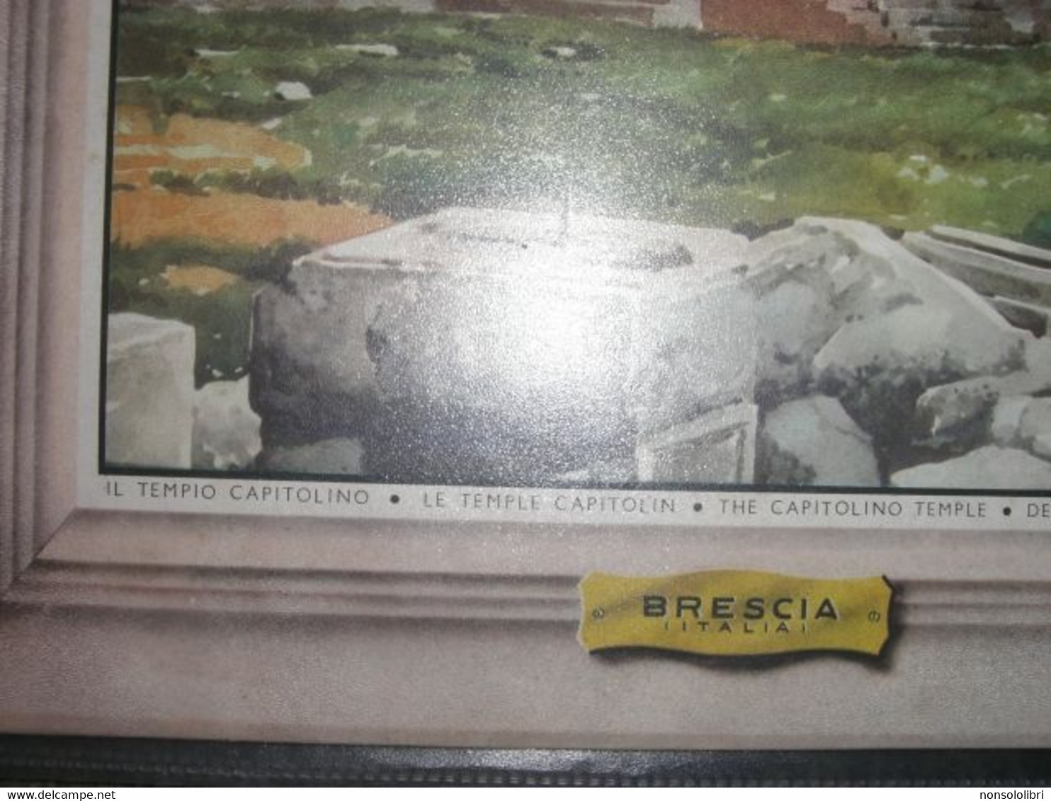 TARGA CARTONE OMAGGIO ENTE PROVINCIALE PER IL TURISMO DI BRESCIA 1949 ILLUSTRATA RICCOBALDI - Pappschilder