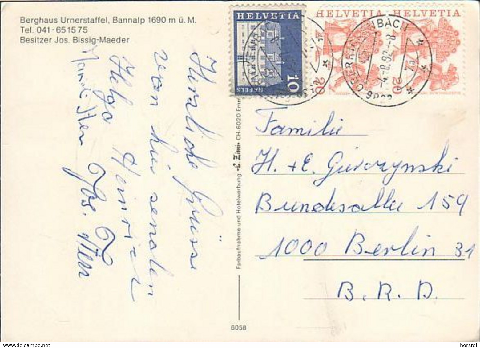 Schweiz - 6386 Wolfenschiessen - Berghaus Urnerstaffel - 3x Nice Stamps - Wolfenschiessen