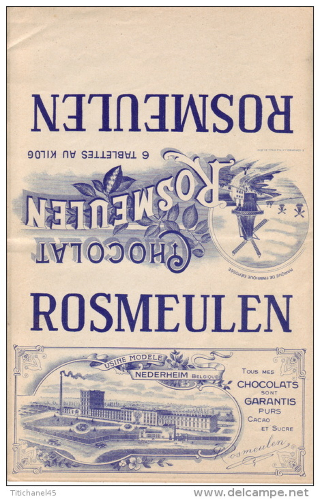 Ancien Emballage Superbement Illustré Chocolat  ROSMEULEN à NEDERHEIM - 6 Tablettes Au Kilog - Chocolat