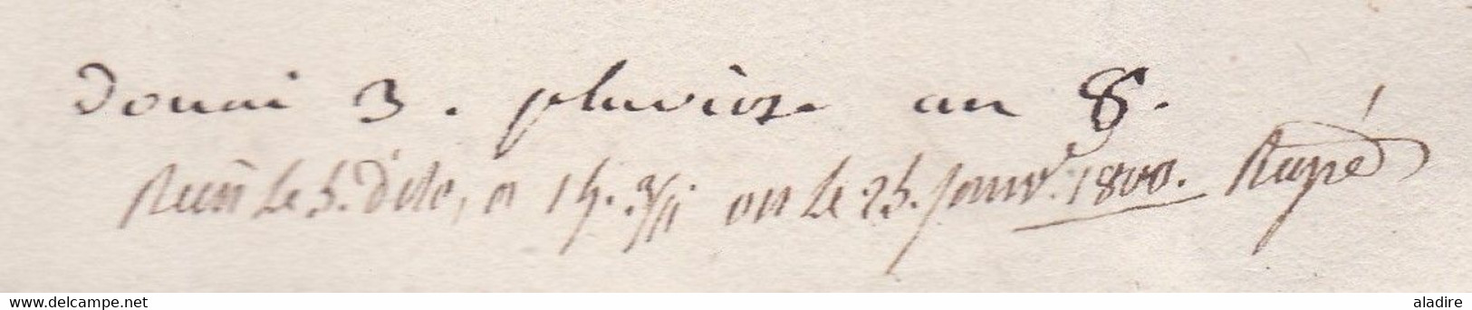 1800/An 8 -  Marque postale 57 DOUAY Douai  en rouge sur LAC de 2 pages vers Lille, Nord - taxe 4 - période du Consulat