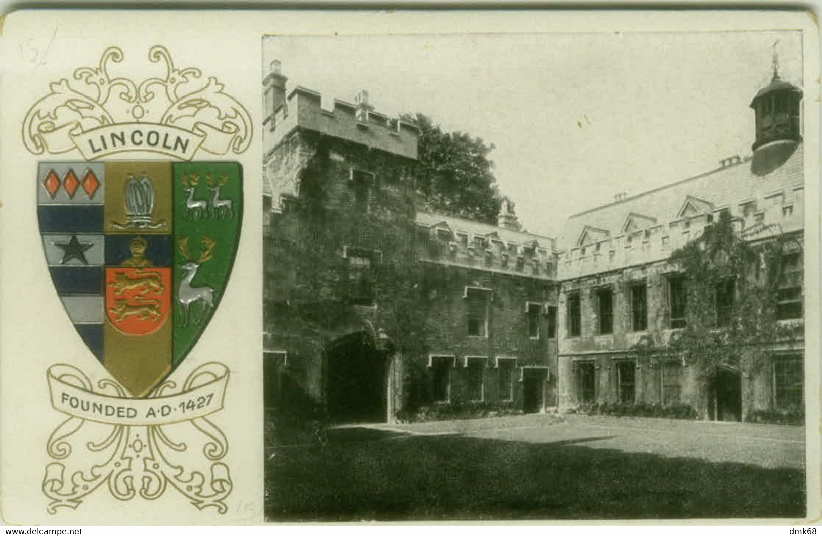 UK - LINCOLN - COLLEGE + COAT OF ARMS - EMBOSSED POSTCARD 1910s (11259) - Lincoln