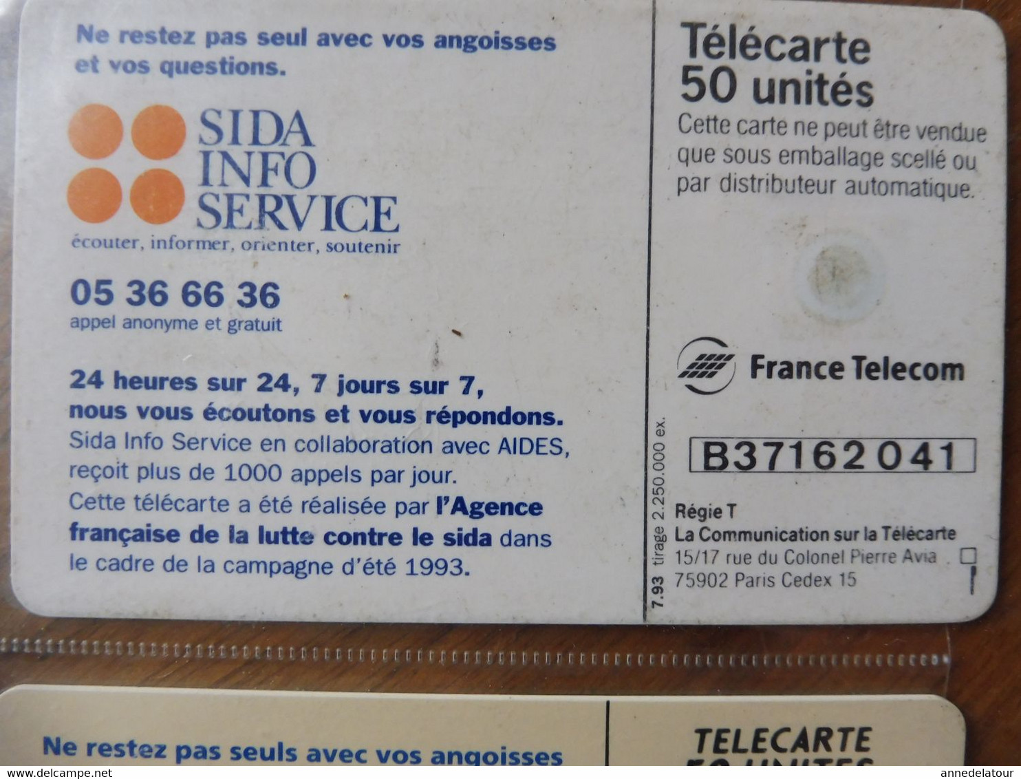 10 télécartes  FRANCE TELECOM   SIDA INFO SERVICE -  Marre d'être seul avec la dope, je suis séro depuis 90, etc