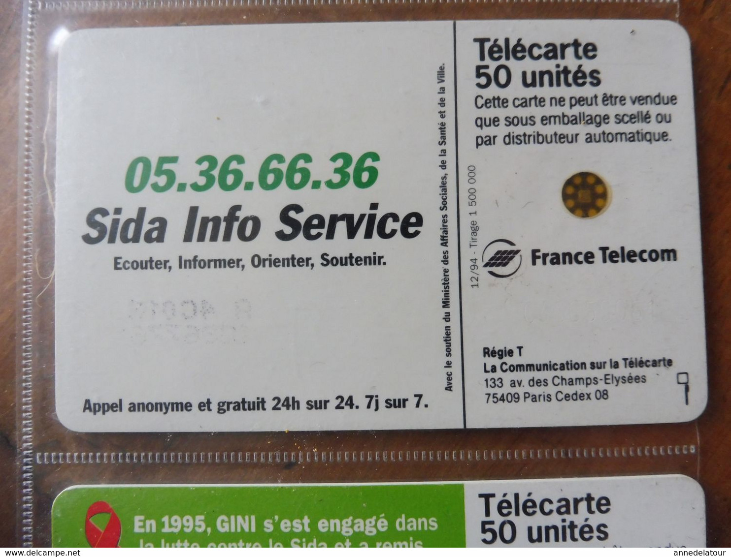 10 télécartes  FRANCE TELECOM   SIDA INFO SERVICE -  Marre d'être seul avec la dope, je suis séro depuis 90, etc