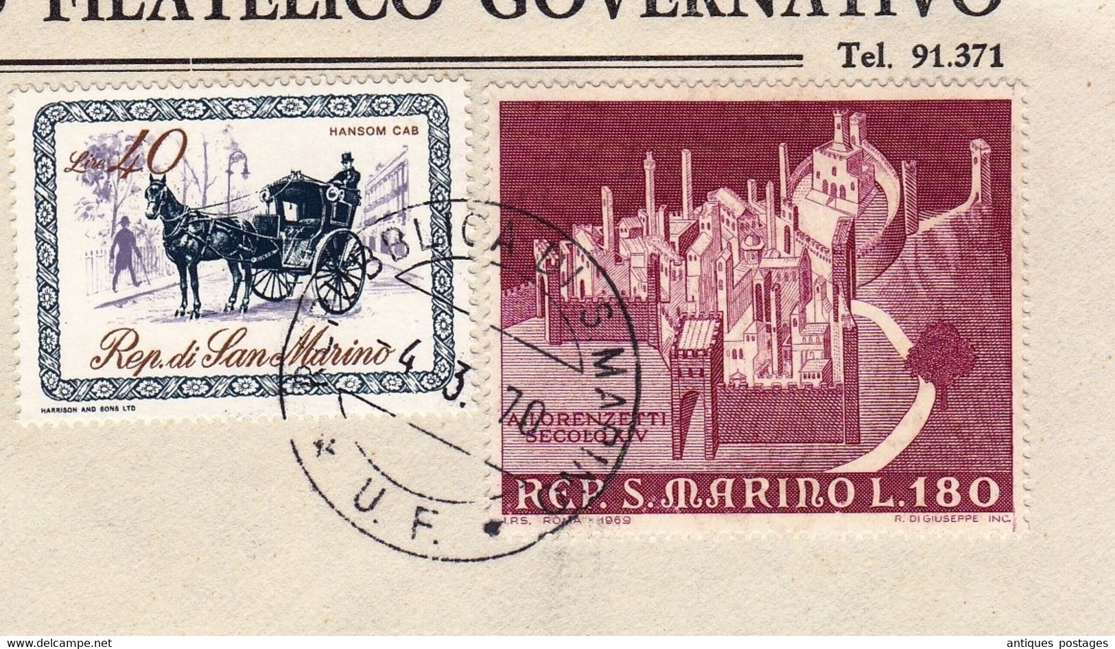 Lettre Recommandée San Marin San Marino 1970 Ufficio Filatelico Governativo Suisse Wetzikon - Briefe U. Dokumente