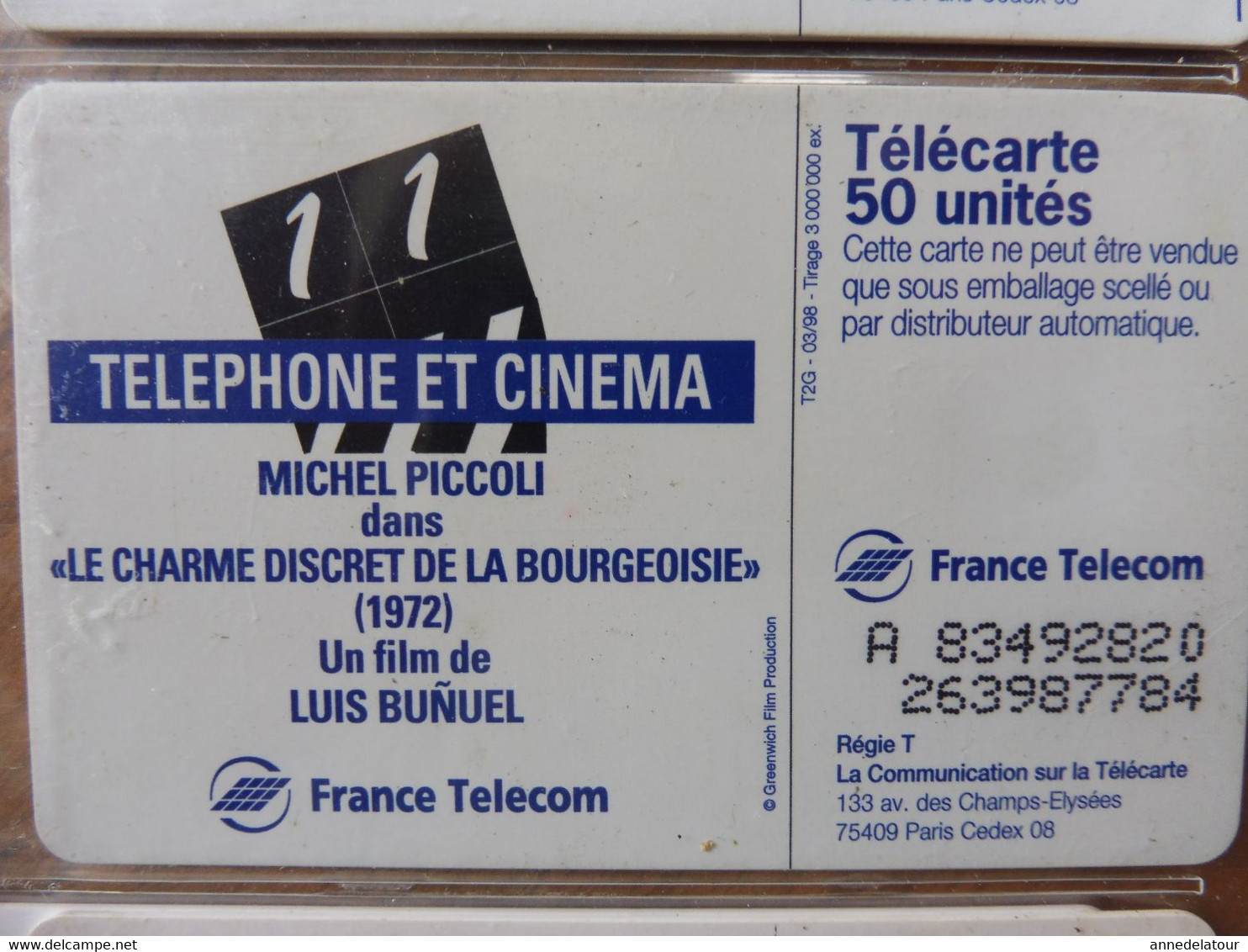 10 télécartes FRANCE TELECOM  Téléphone et Cinéma (Blier ,Piccoli ,Gabin ,Signoret ,Clavier ,Trintignan ,Polanski , etc)