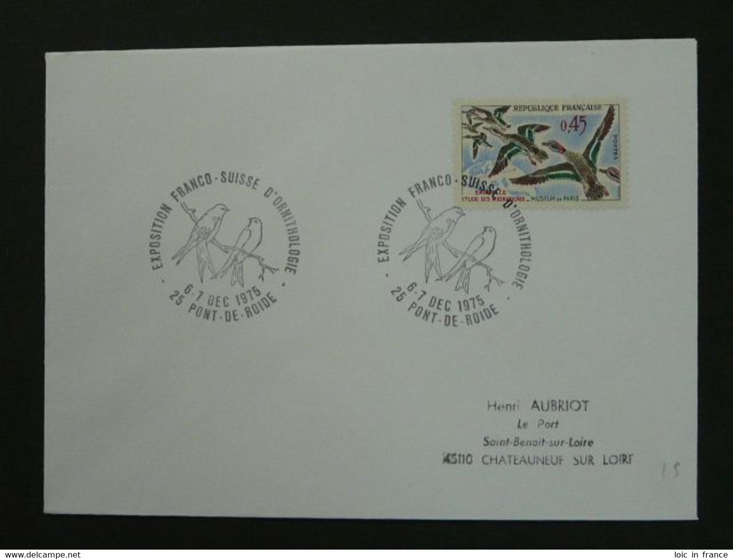 Lettre Cover Exposition Ornithologie Pont De Roide 25 Doubs Ref 40111 - Mechanical Postmarks (Advertisement)