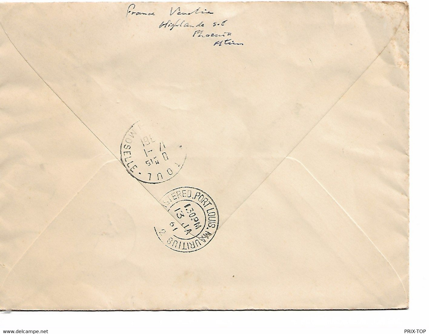 REF4587/ Mauritius Air Mail Cover' C.Registered Port Louis Mauritius 13/1/1961 > France Toul Arrival Cancellation - Maurice (...-1967)