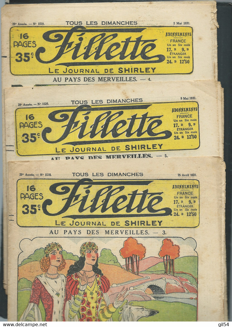 FILLETTE, Le Journal De Shirley , Lot De 4 N° 1514, 1519, 1518,1520 Année 1937  -  FAU 103 - Fillette
