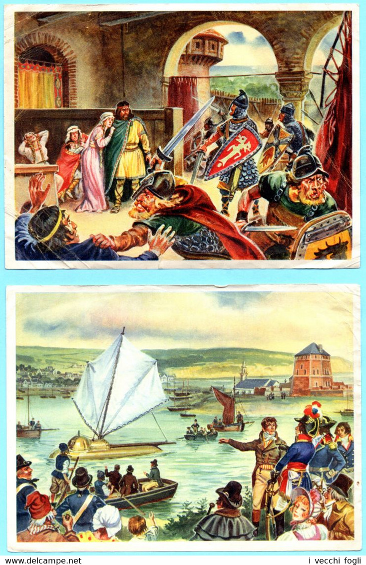 Lot De 2 Images IMA. Iles Et Côtes De France. Série B, N. 1 Et 8. Rollon En Normandie. Le Sous-marin Nautilus à Camaret. - Artis Historia