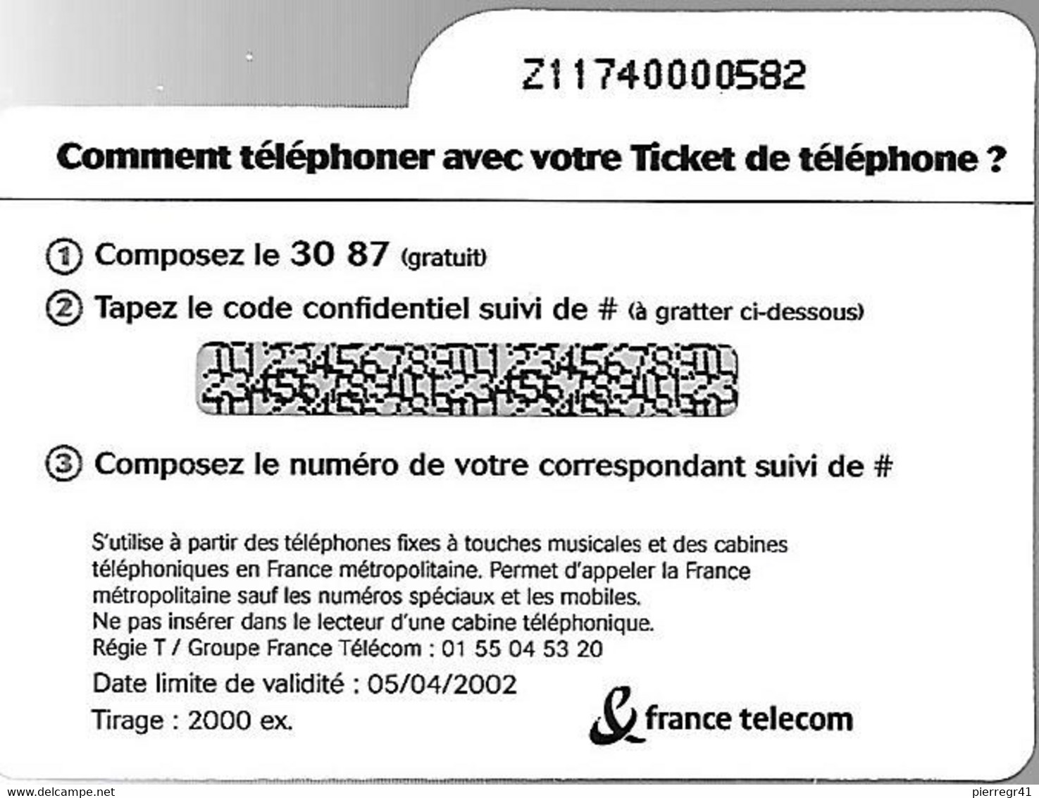 TICKET² TELEPHONE-PRIVE-FRANCE-TK-PR103-3Mn-La COTE En Poche-La Télécarte-Atout Collect 1-Neuf-TBE/RARE - FT Tickets