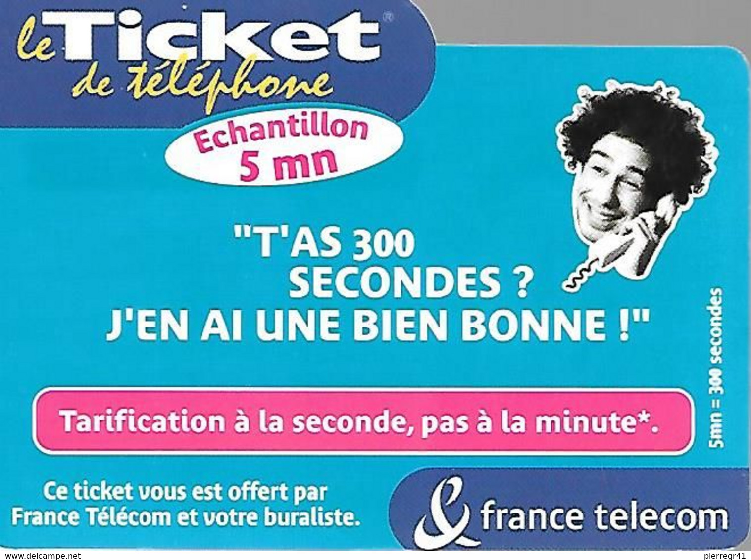 TICKET² TELEPHONE-PRIVE-FRANCE-TK-PR84-5Mn-T AS 300SECONDES-Neuf-Série F11190201936-TBE/RARE - Tickets FT