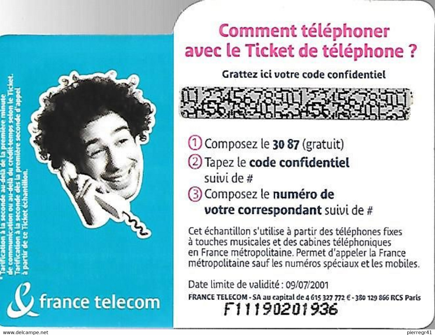 TICKET² TELEPHONE-PRIVE-FRANCE-TK-PR84-5Mn-T AS 300SECONDES-Neuf-Série F11190201936-TBE/RARE - Tickets FT