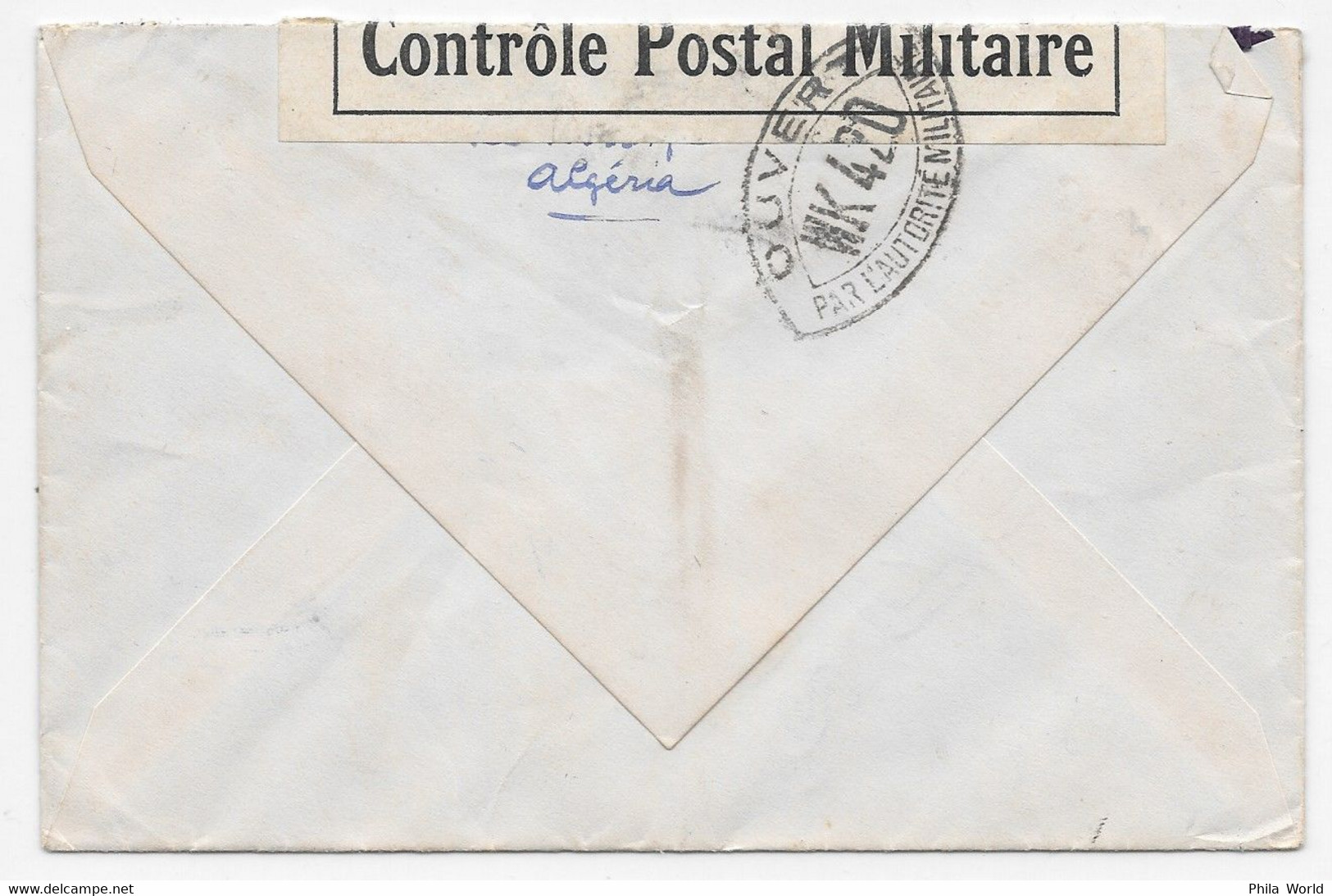 ALGERIE WW2 1940 French Marseille WK 420 Censored Cover LE KOUIF CONSTANTINE > USA Censure CONTROLE POSTAL MILITAIRE - Storia Postale