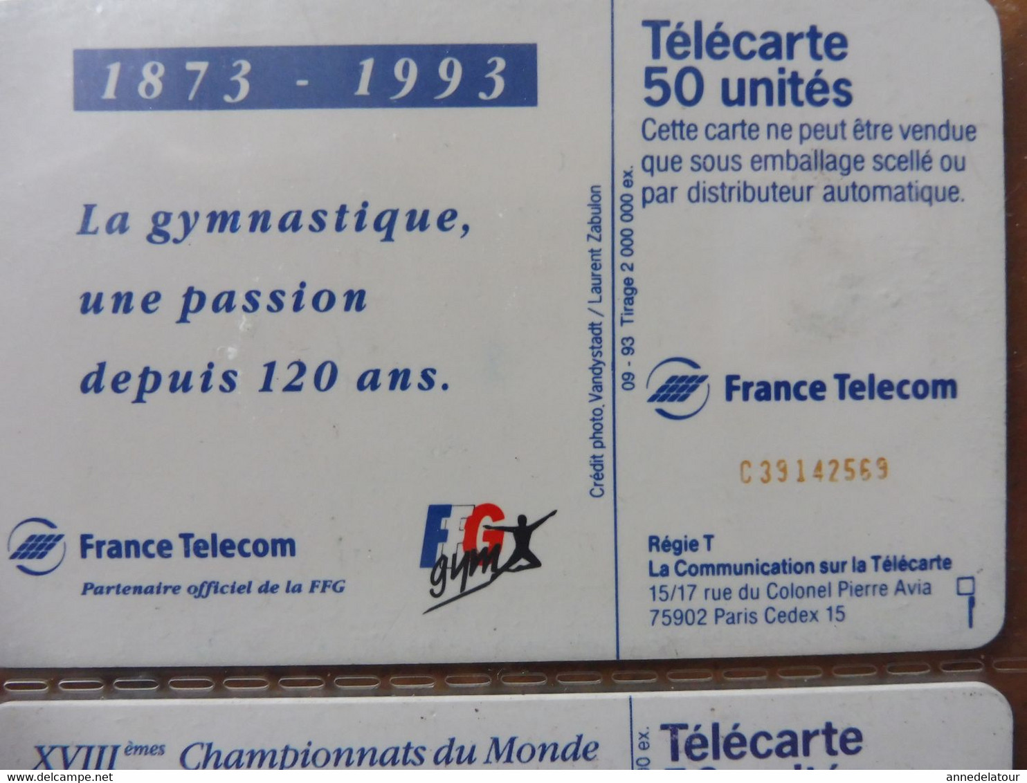 10 télécartes FRANCE TELECOM  - Gymnastique (Championnats du monde, 6e, 7e Internationaux, Une Passion, etc)