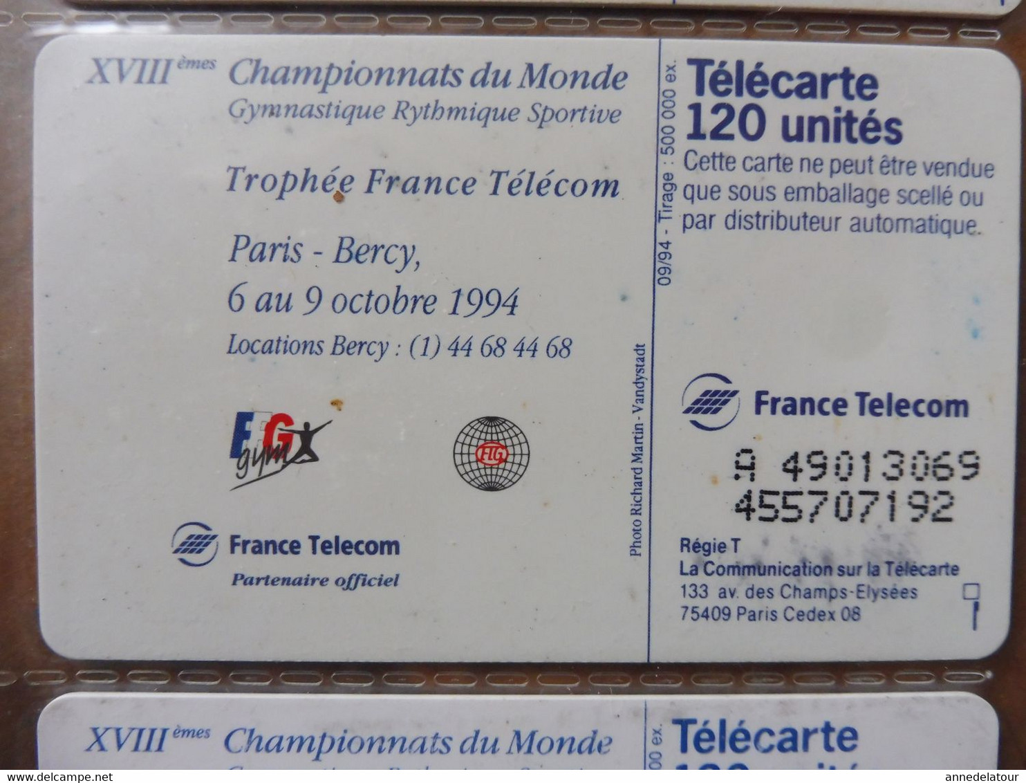 10 télécartes FRANCE TELECOM  - Gymnastique (Championnats du monde, 6e, 7e Internationaux, Une Passion, etc)