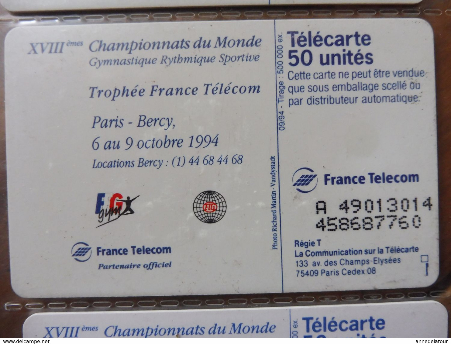 10 télécartes FRANCE TELECOM  - Gymnastique (Championnats du monde, 6e, 7e Internationaux, Une Passion, etc)